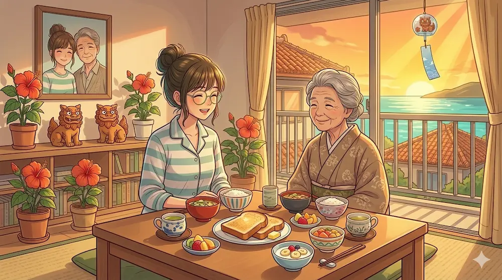 朝ごはんを食べる