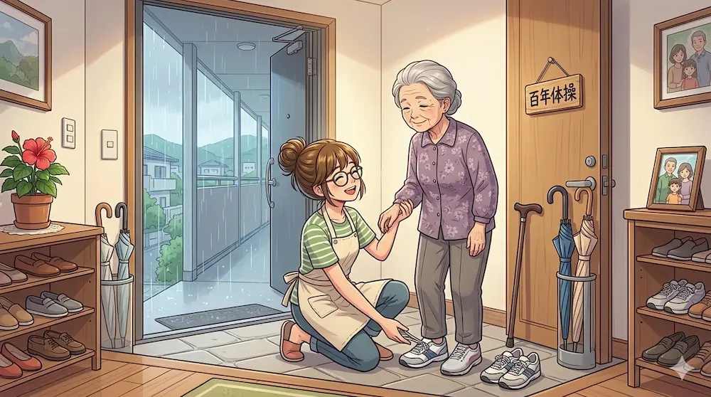 母親を見送る