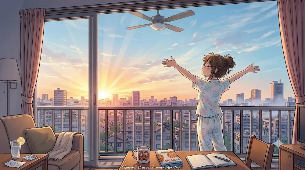 朝の空気を吸う
