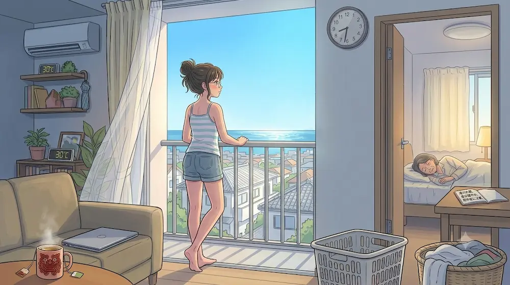 朝の外人住宅付近の朝の風景