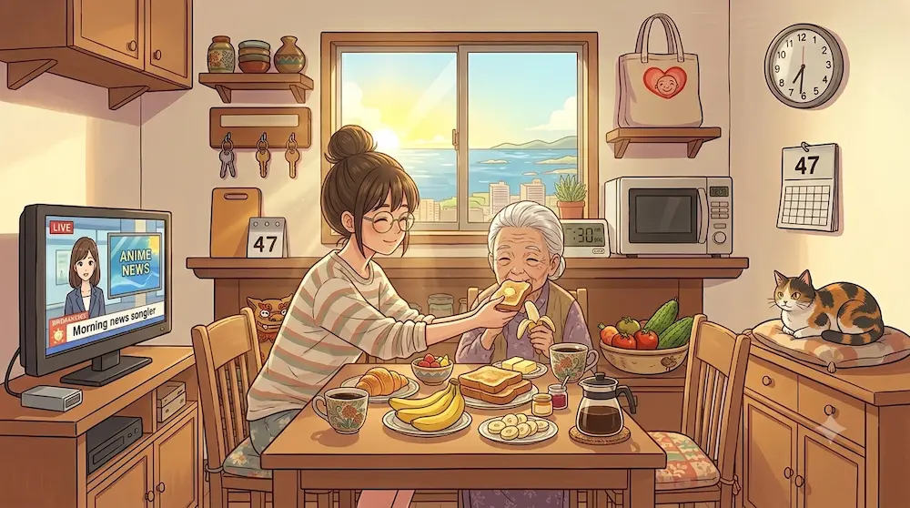 母親と朝ごはん
