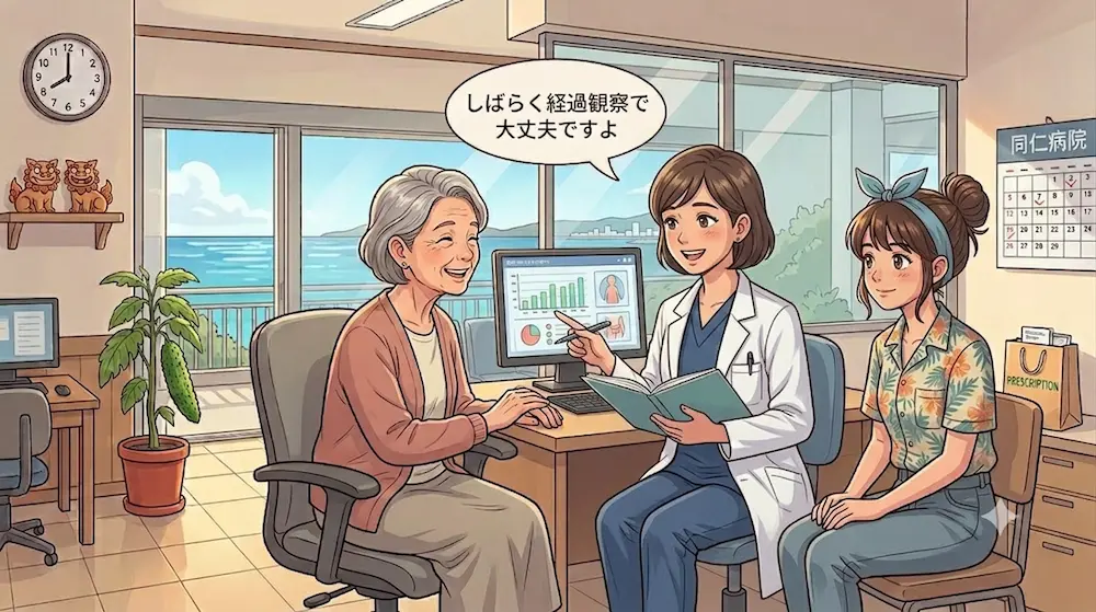 女医さんと話をする